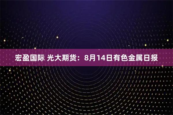 宏盈国际 光大期货：8月14日有色金属日报